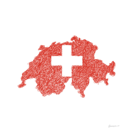 Switzerland Flag Map Drawing Scribble Art