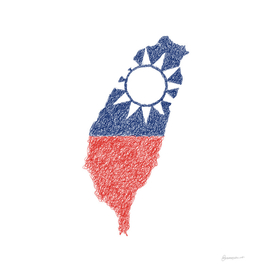 Taiwan Flag Map Drawing Scribble Art