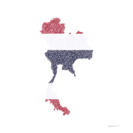 Thailand Flag Map Drawing Scribble Art