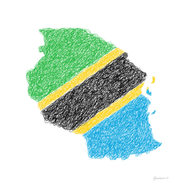 Tanzania Flag Map Drawing Scribble Art
