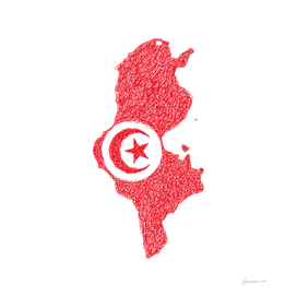 Tunisia Flag Map Drawing Scribble Art