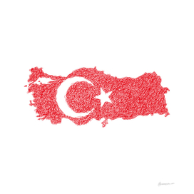 Turkey Flag Map Drawing Scribble Art