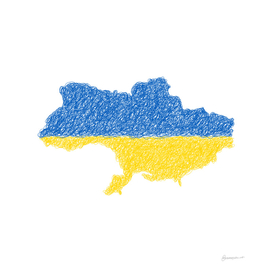 Ukraine Flag Map Drawing Scribble Art
