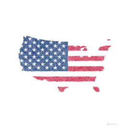 United States Flag Map Drawing Scribble Art