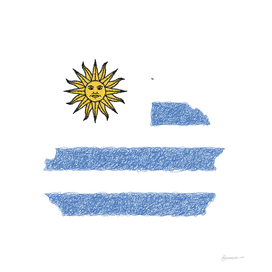 Uruguay Flag Map Drawing Scribble Art