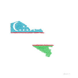 Uzbekistan Flag Map Drawing Scribble Art