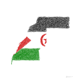 Western Sahara Flag Map Drawing Scribble Art