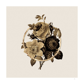 Gold Ring Anemone Rose Glitter Botanical Illustration