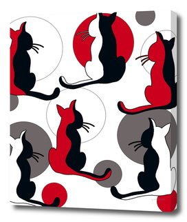Red abstract cats