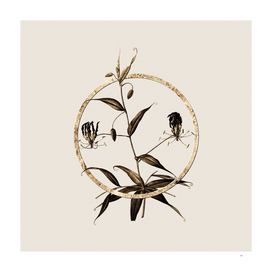Gold Ring Flame Lily Glitter Botanical Illustration