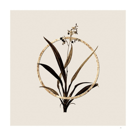 Gold Ring Flax Lilies Glitter Botanical Illustration