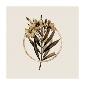 Gold Ring Oleander Glitter Botanical Illustration