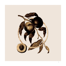 Gold Ring Walnut Glitter Botanical Illustration