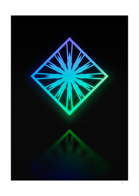 Neon Blue and Green Geometric Glyph Rune Sigil Art