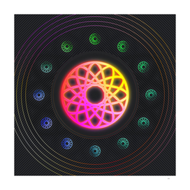 Radial Array Neon Glyph Art in Pink and Yellow 015