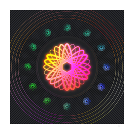 Radial Array Neon Glyph Art in Pink and Yellow 282