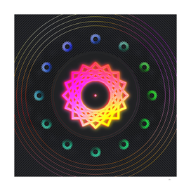 Radial Array Neon Glyph Art in Pink and Yellow 301