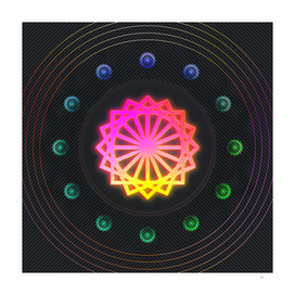 Radial Array Neon Glyph Art in Pink and Yellow 302