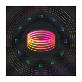 Radial Array Neon Glyph Art in Pink and Yellow 328