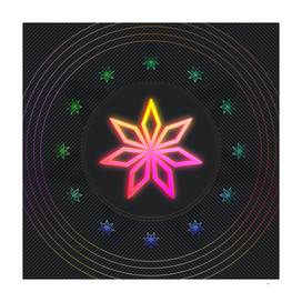 Radial Array Neon Glyph Art in Pink and Yellow 344
