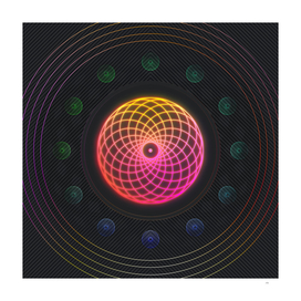 Radial Array Neon Glyph Art in Pink and Yellow 365