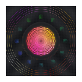 Radial Array Neon Glyph Art in Pink and Yellow 403