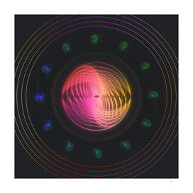 Radial Array Neon Glyph Art in Pink and Yellow 404