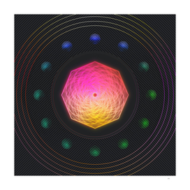 Radial Array Neon Glyph Art in Pink and Yellow 407