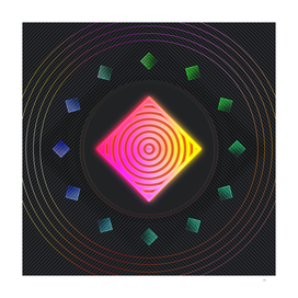 Radial Array Neon Glyph Art in Pink and Yellow 428