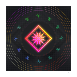 Radial Array Neon Glyph Art in Pink and Yellow 451
