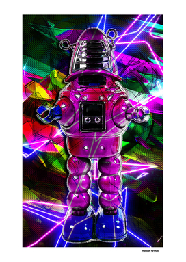 Robby the robot - Forbidden planet - Street art - neon