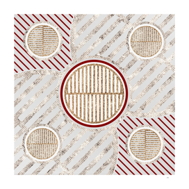 Geometric Glyph in Festive Red Silver and Gold 006