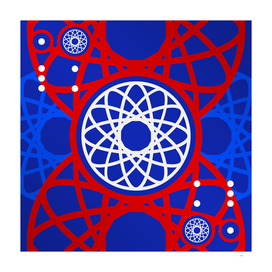 Geometric Glyph Art in Red and Blue 015