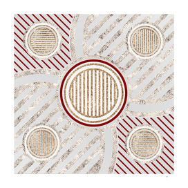 Geometric Glyph in Festive Red Silver and Gold 014
