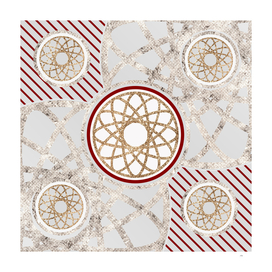 Geometric Glyph in Festive Red Silver and Gold 015