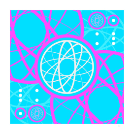 Geometric Glyph Art in Candy Blue and Pink 016