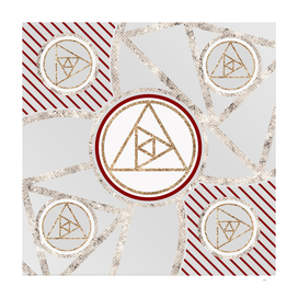 Geometric Glyph in Festive Red Silver and Gold 021