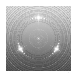 Geometric Glyph Radial Art Sparkly SIlver Gray 107
