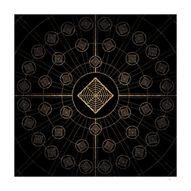 Geometric Glyph Art in Glitter Gold and Black 180