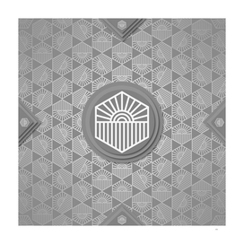 Geometric Glyph Art Gray Hexagonal Pattern 187