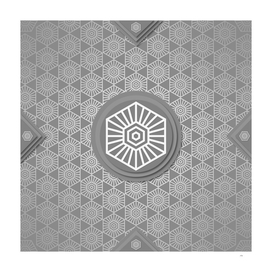 Geometric Glyph Art Gray Hexagonal Pattern 201