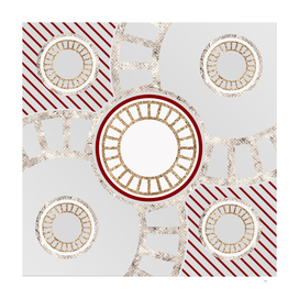 Geometric Glyph in Festive Red Silver and Gold 002