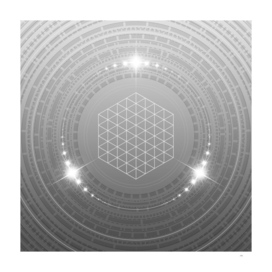 Geometric Glyph Radial Art Sparkly SIlver Gray 279