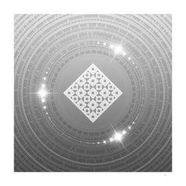 Geometric Glyph Radial Art Sparkly SIlver Gray 320
