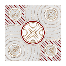 Geometric Glyph in Festive Red Silver and Gold 025