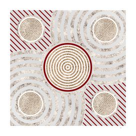 Geometric Glyph in Festive Red Silver and Gold 026