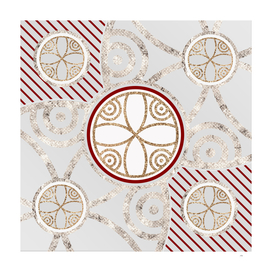 Geometric Glyph in Festive Red Silver and Gold 028