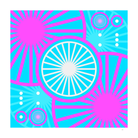 Geometric Glyph Art in Candy Blue and Pink 037