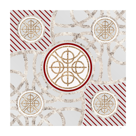 Geometric Glyph in Festive Red Silver and Gold 039