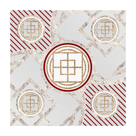 Geometric Glyph in Festive Red Silver and Gold 041